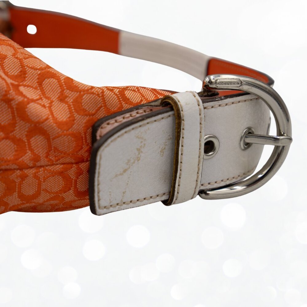 Vintage Coach Soho Orange Signature Hobo Bag | Y2K Leather Trim Purse - Picture 6 of 7